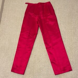Talbots petites size 2 bright pink silk/cotton pant with side zipper.